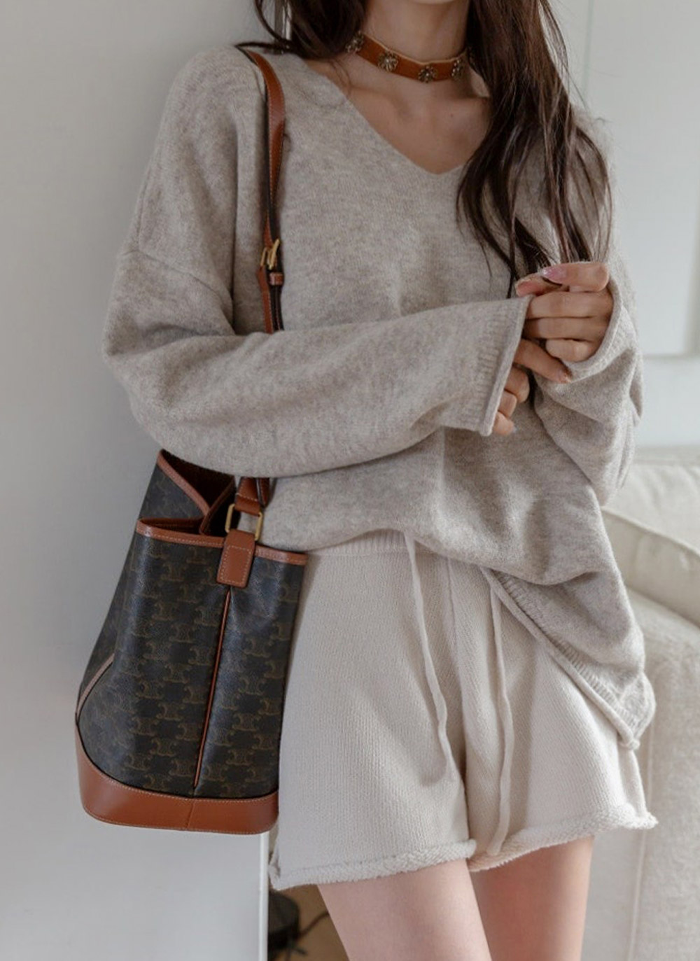 Vネックオーバーサイズ長袖ニット | DHOLIC | 詳細画像7