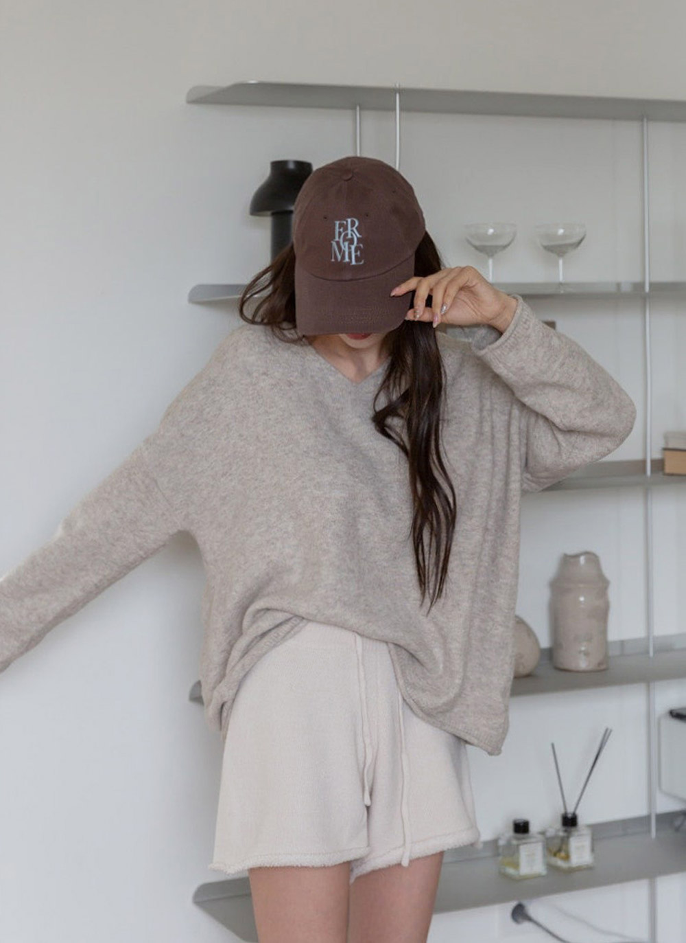 Vネックオーバーサイズ長袖ニット | DHOLIC | 詳細画像10