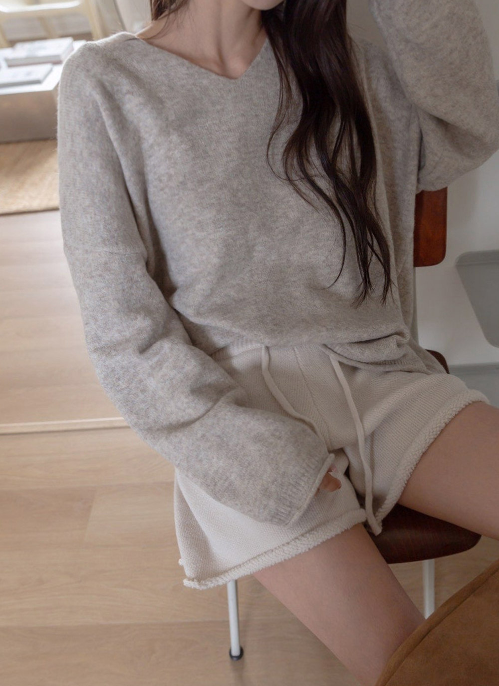 Vネックオーバーサイズ長袖ニット | DHOLIC | 詳細画像14