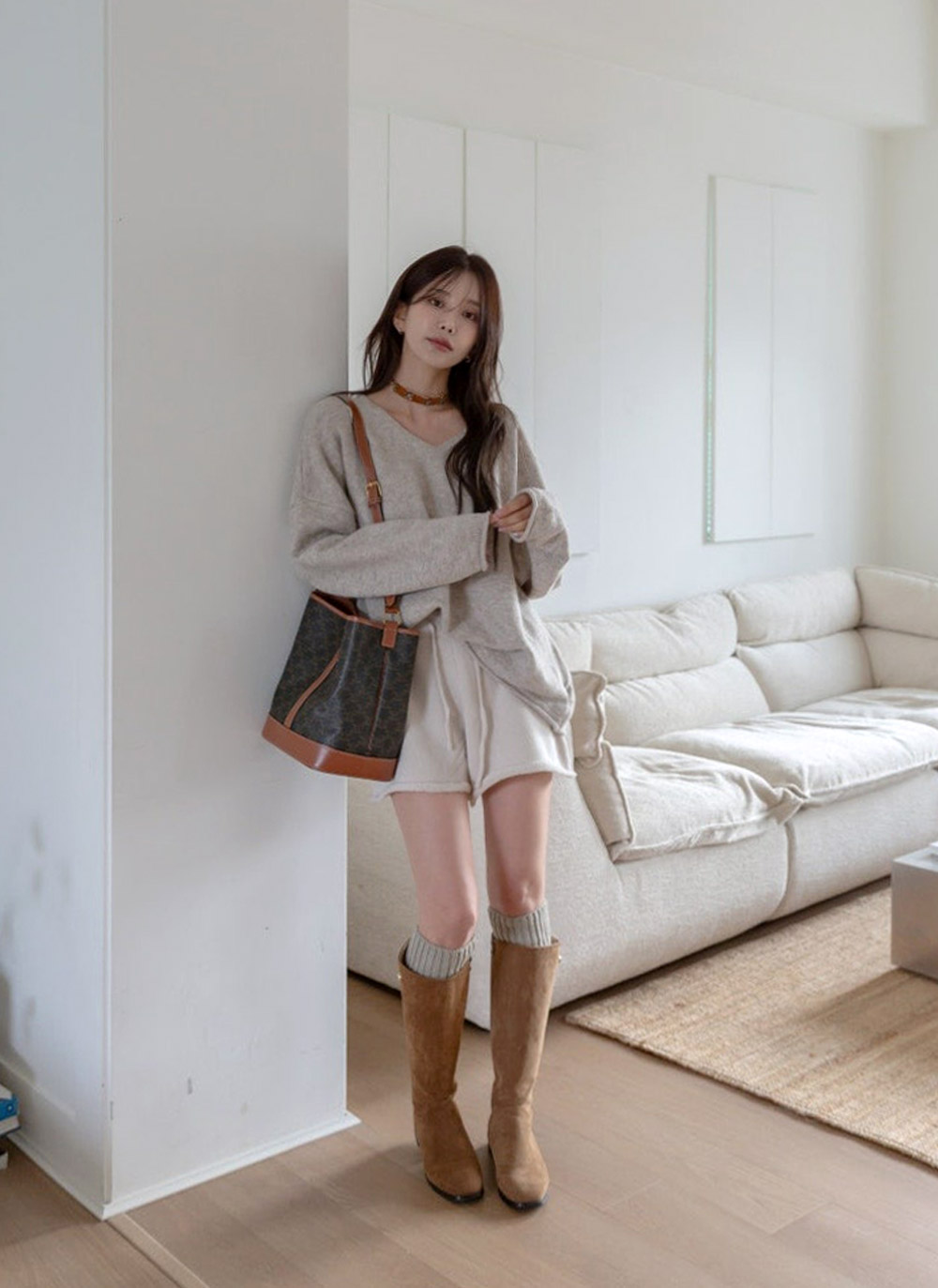 Vネックオーバーサイズ長袖ニット | DHOLIC | 詳細画像16