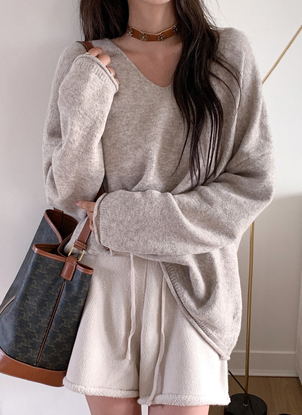 Vネックオーバーサイズ長袖ニット | DHOLIC | 詳細画像17