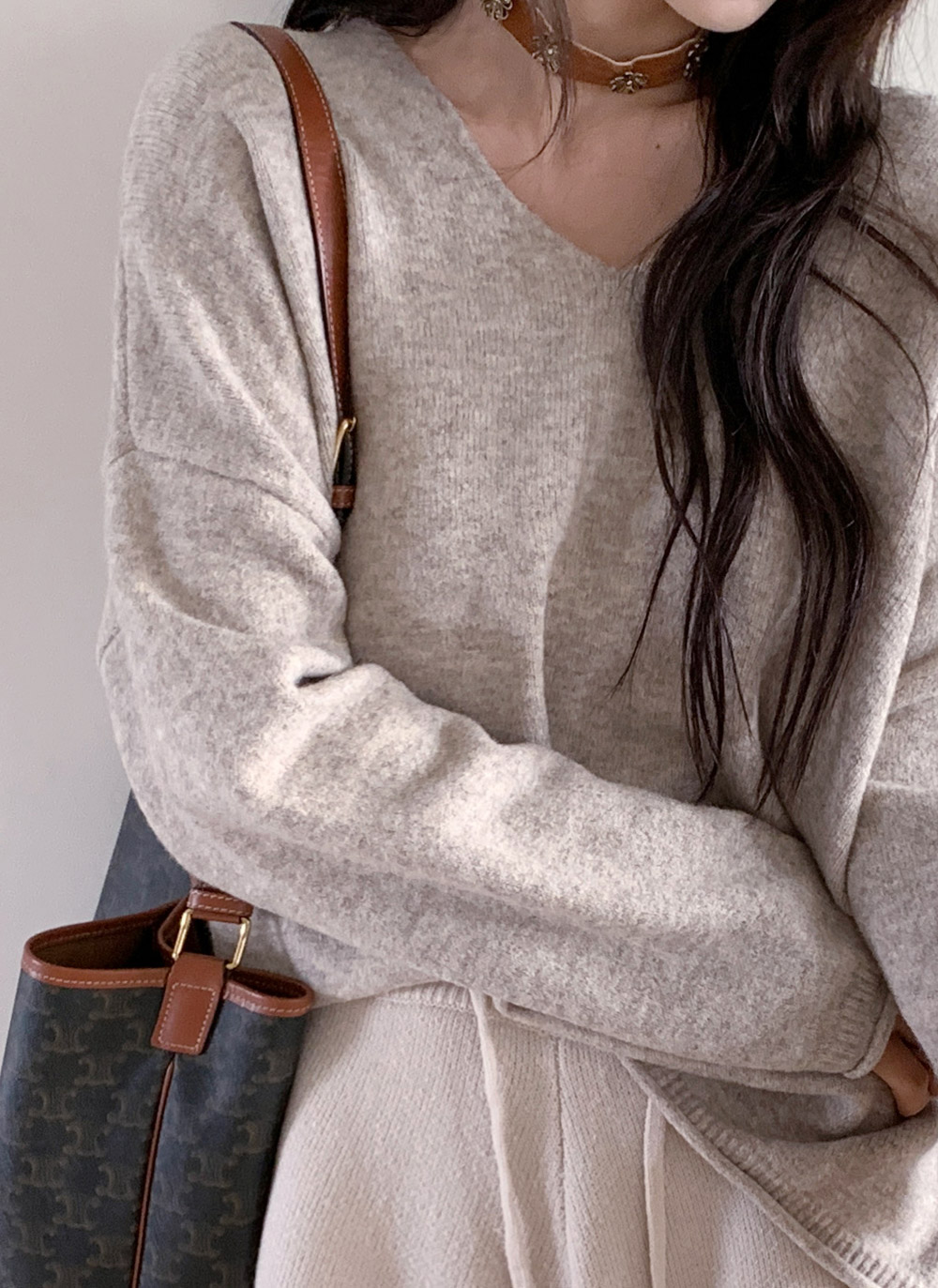 Vネックオーバーサイズ長袖ニット | DHOLIC | 詳細画像18