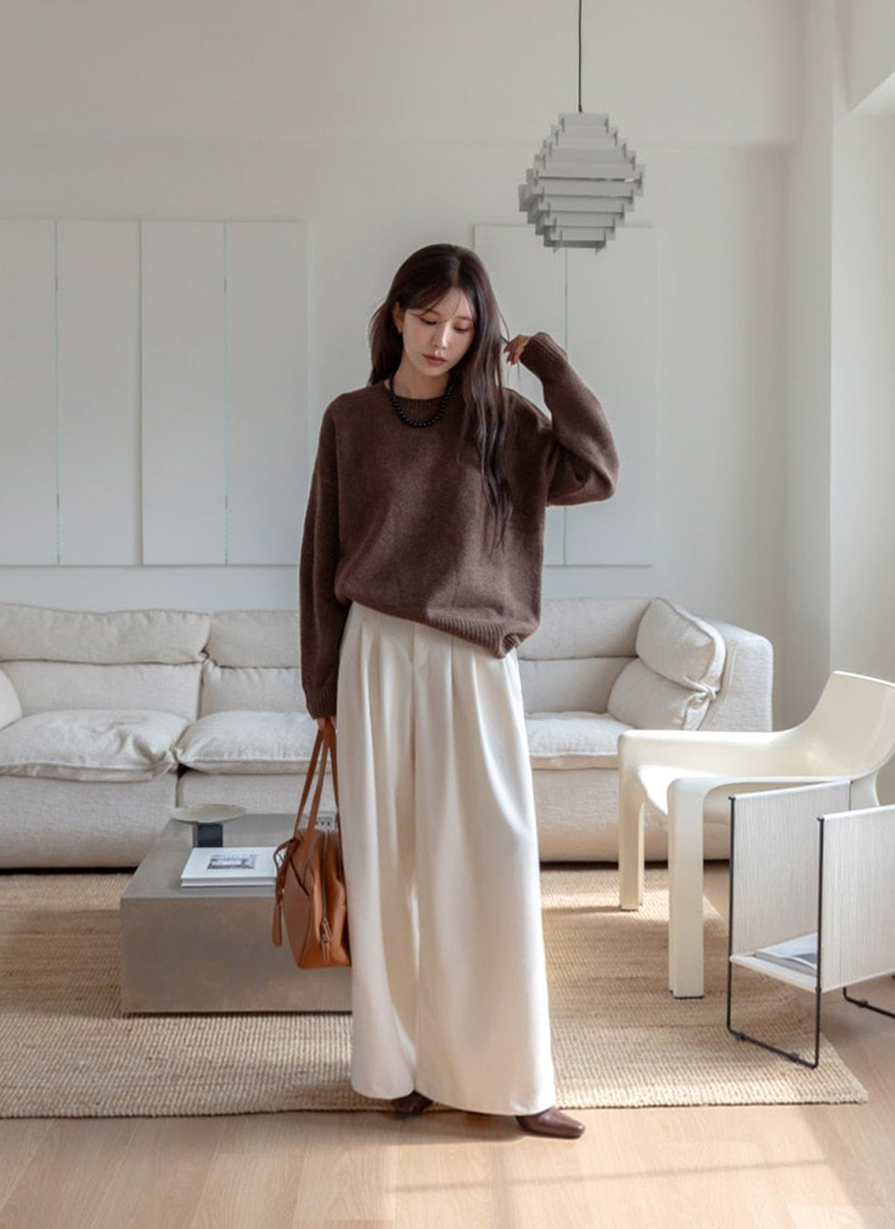 ラウンドネックルーズ長袖ニット | DHOLIC | 詳細画像6