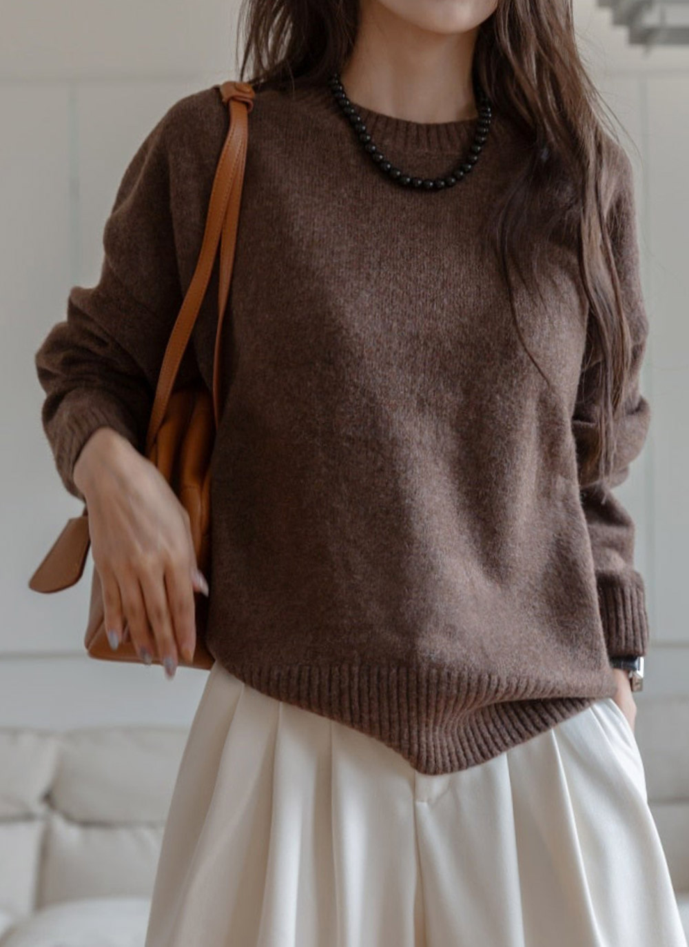 ラウンドネックルーズ長袖ニット | DHOLIC | 詳細画像9