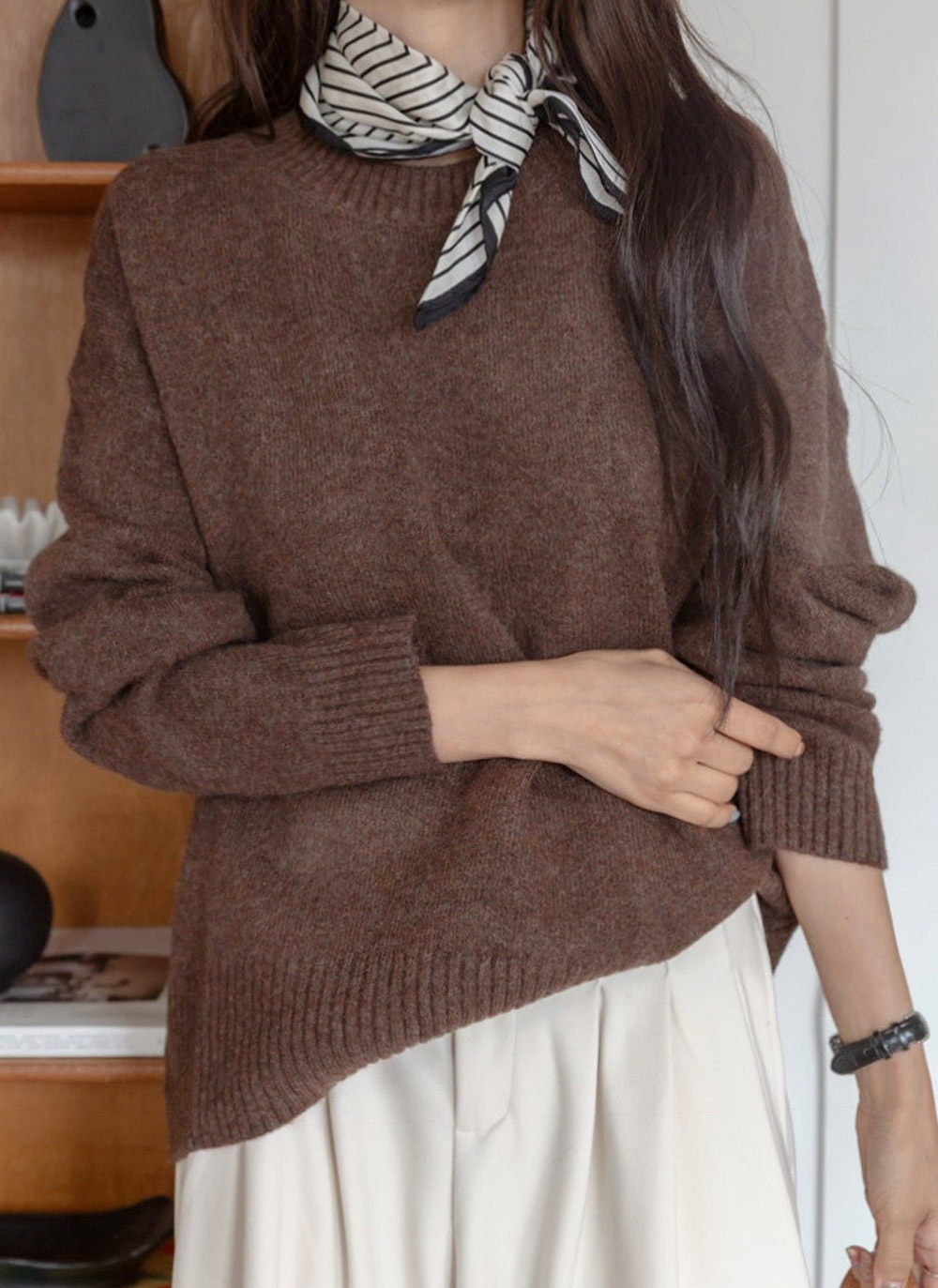 ラウンドネックルーズ長袖ニット | DHOLIC | 詳細画像12