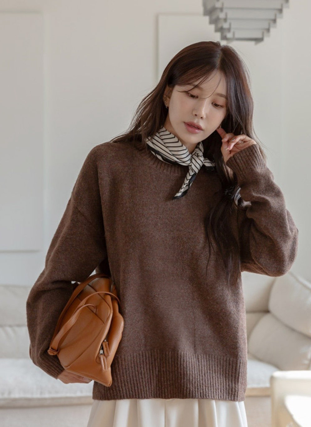 ラウンドネックルーズ長袖ニット | DHOLIC | 詳細画像14