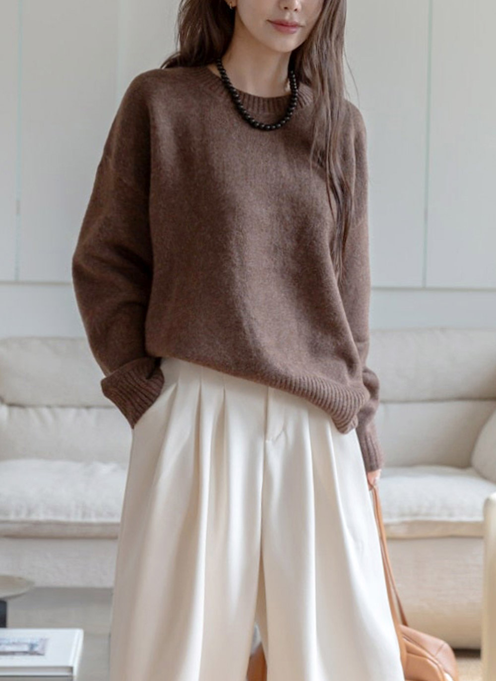 ラウンドネックルーズ長袖ニット | DHOLIC | 詳細画像15