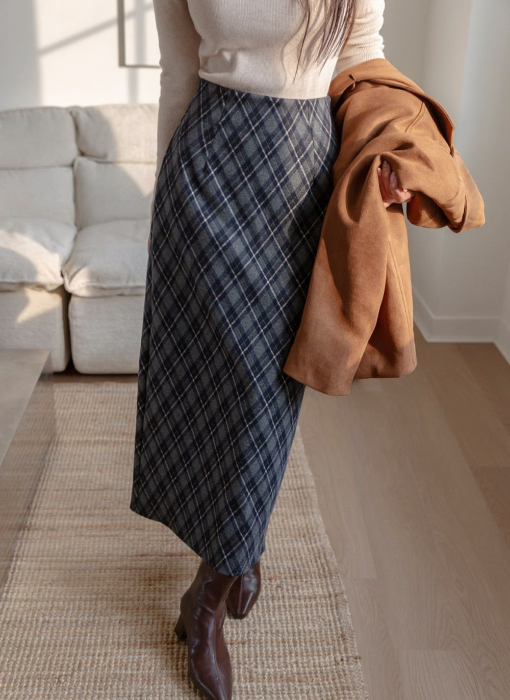 スリットロングチェックスカート | DHOLIC | 詳細画像2