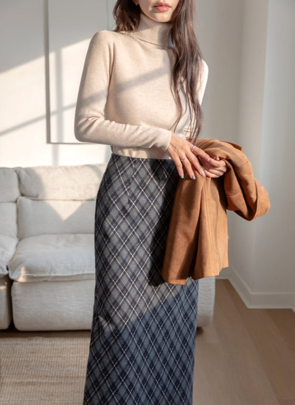 スリットロングチェックスカート | DHOLIC | 詳細画像7