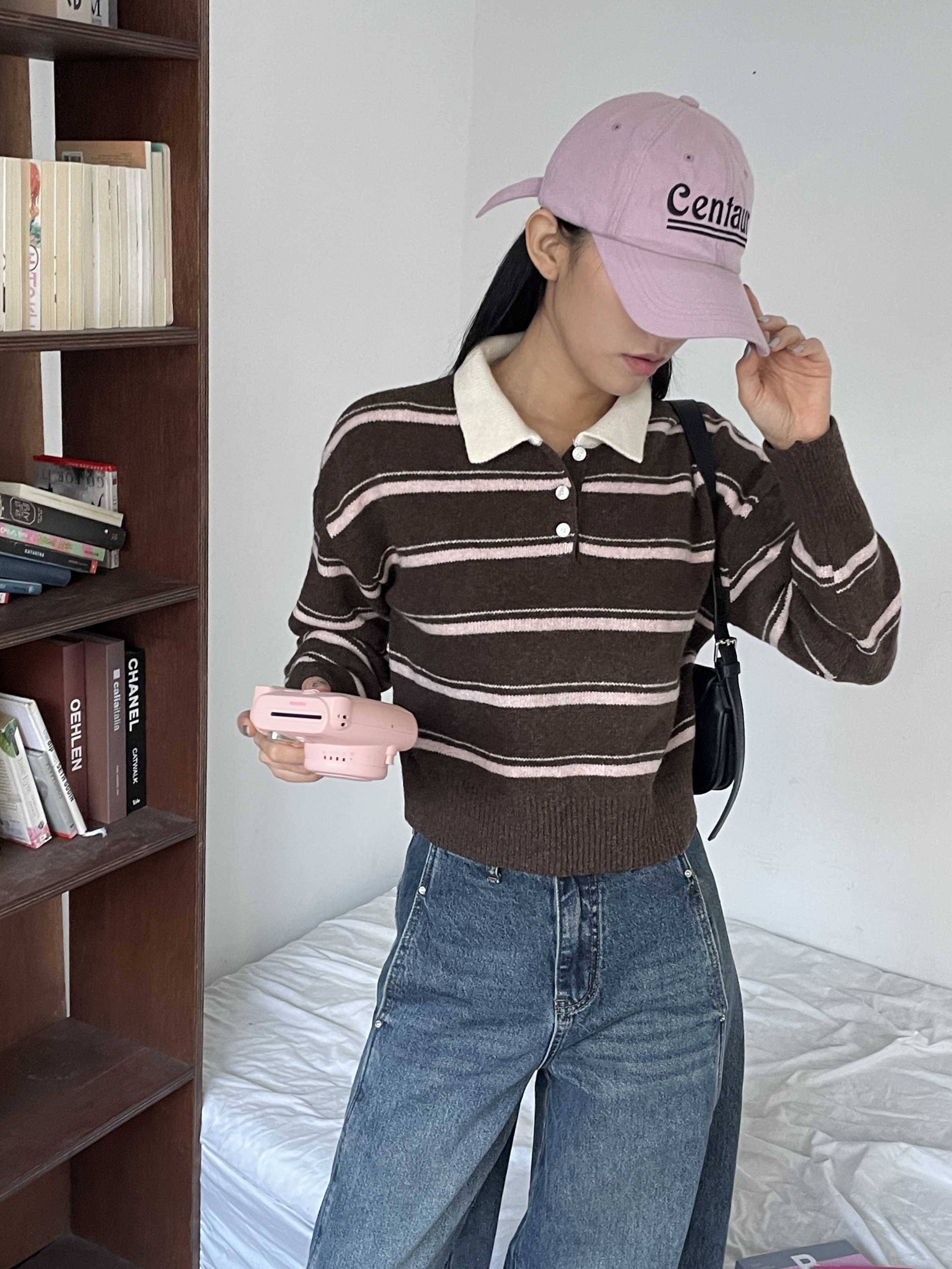 ボタンカラーボーダー配色ニット | 詳細画像6