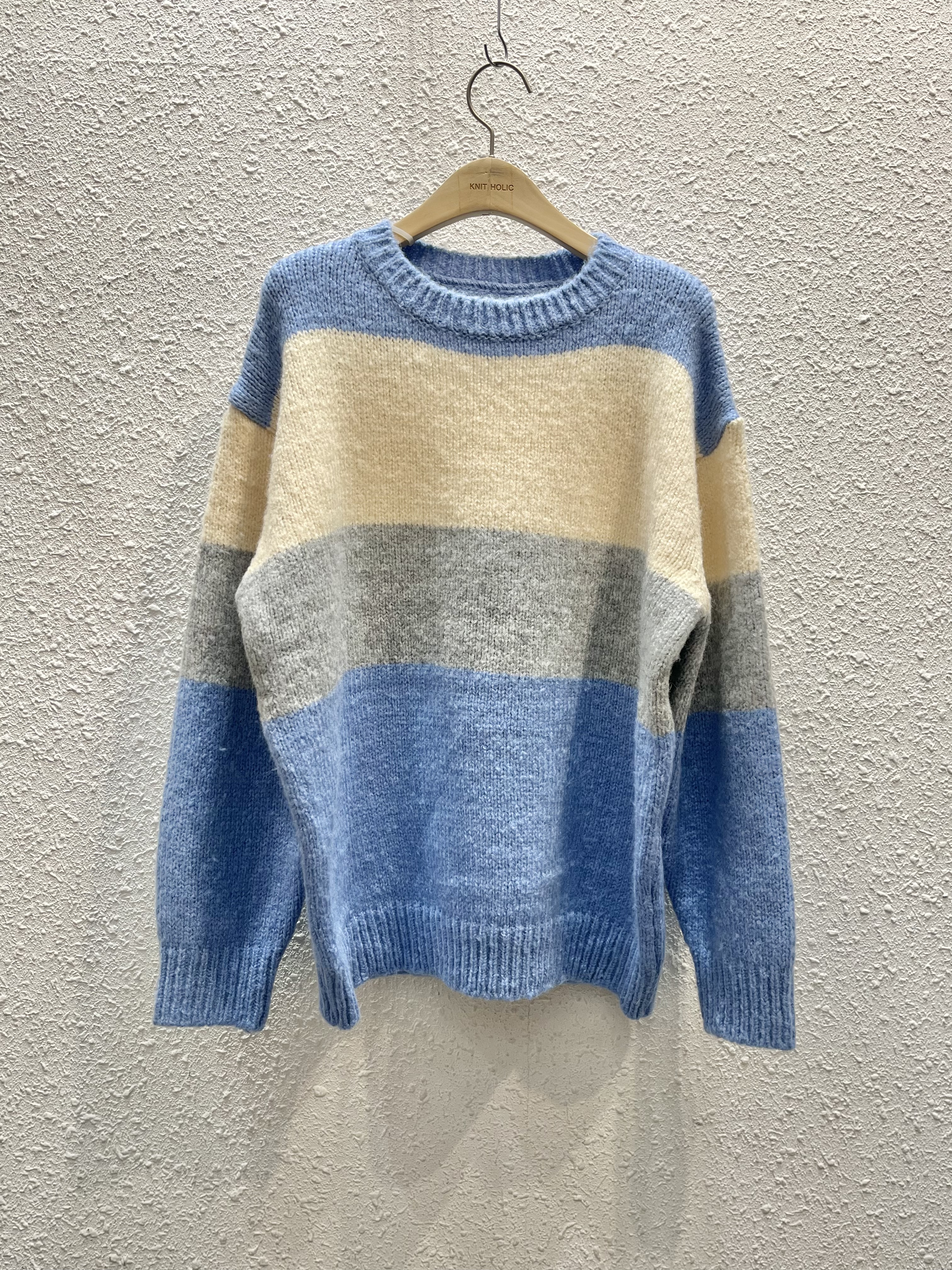 ラウンドネックボクシーボーダー配色ニット | 詳細画像18