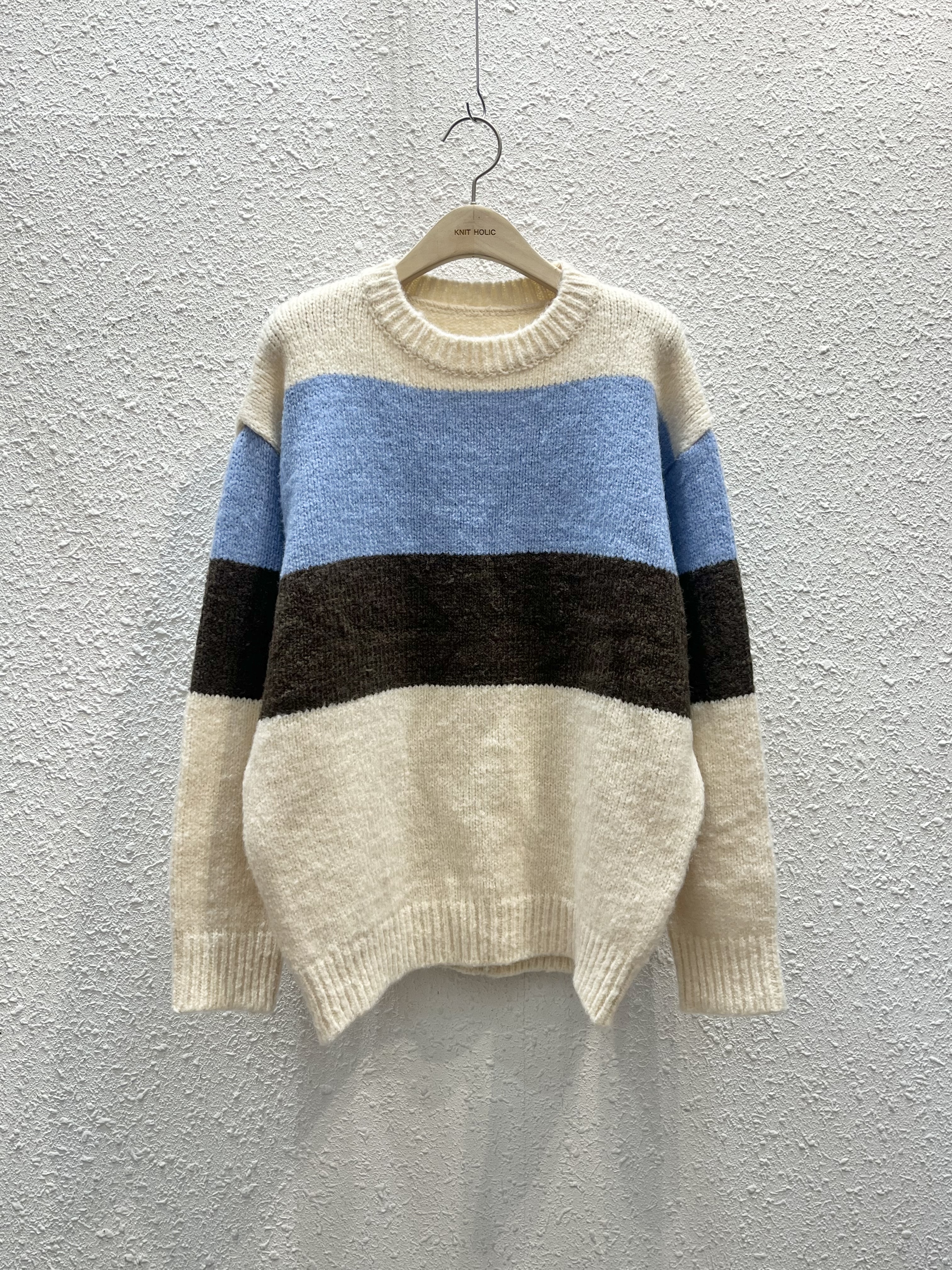ラウンドネックボクシーボーダー配色ニット | 詳細画像17