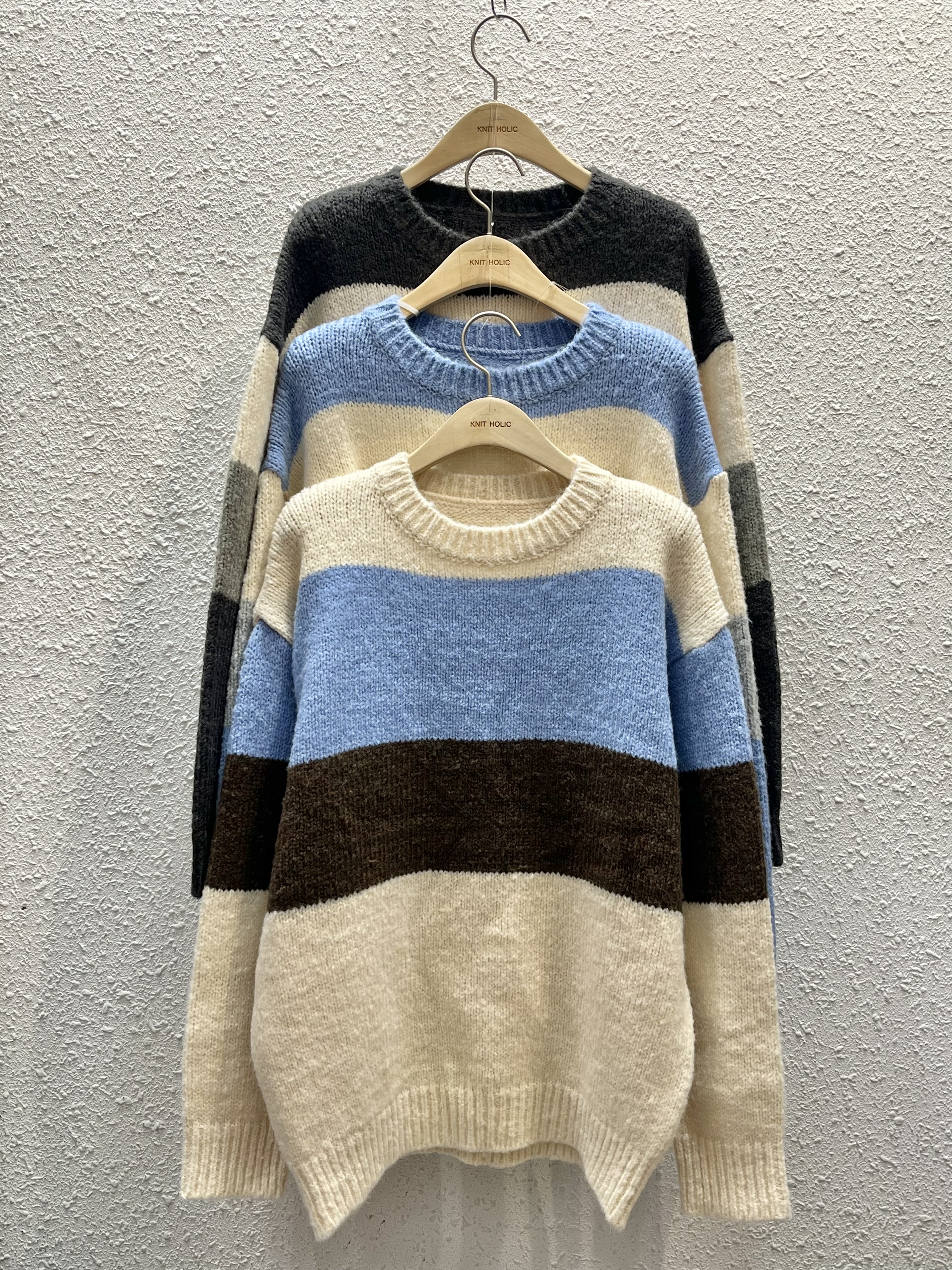ラウンドネックボクシーボーダー配色ニット | 詳細画像19