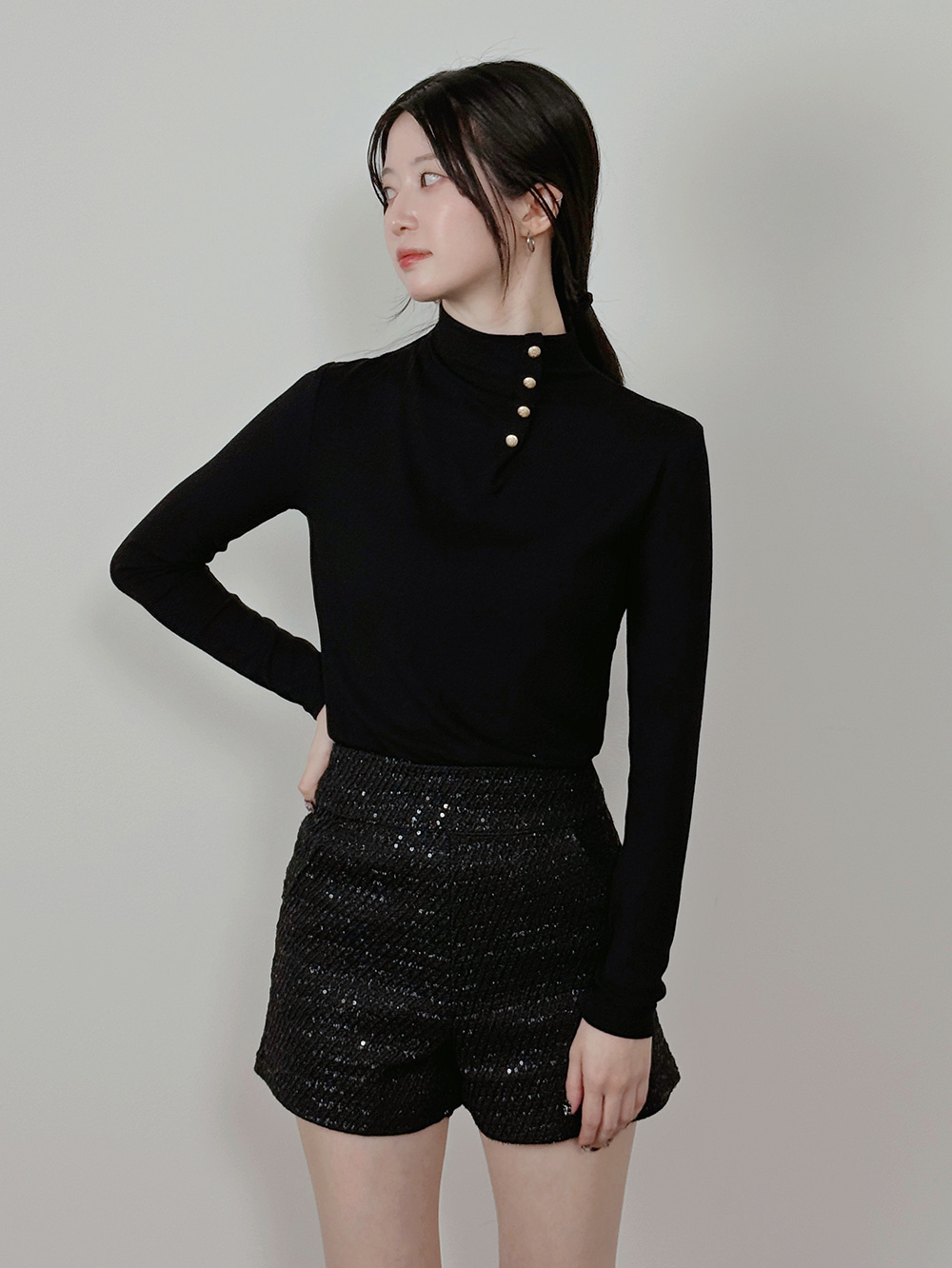 ハイネックゴールドボタンニット | 詳細画像5