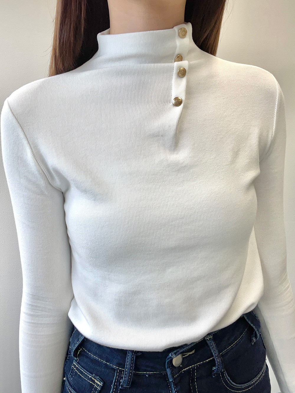 ハイネックゴールドボタンニット | 詳細画像6