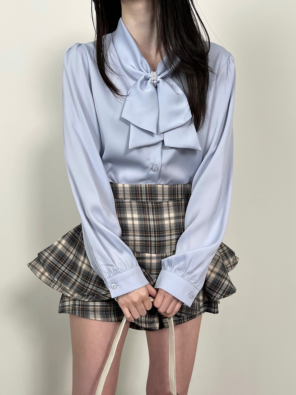 ボウタイ付サテンリボンオールシーズンブラウス | 詳細画像4