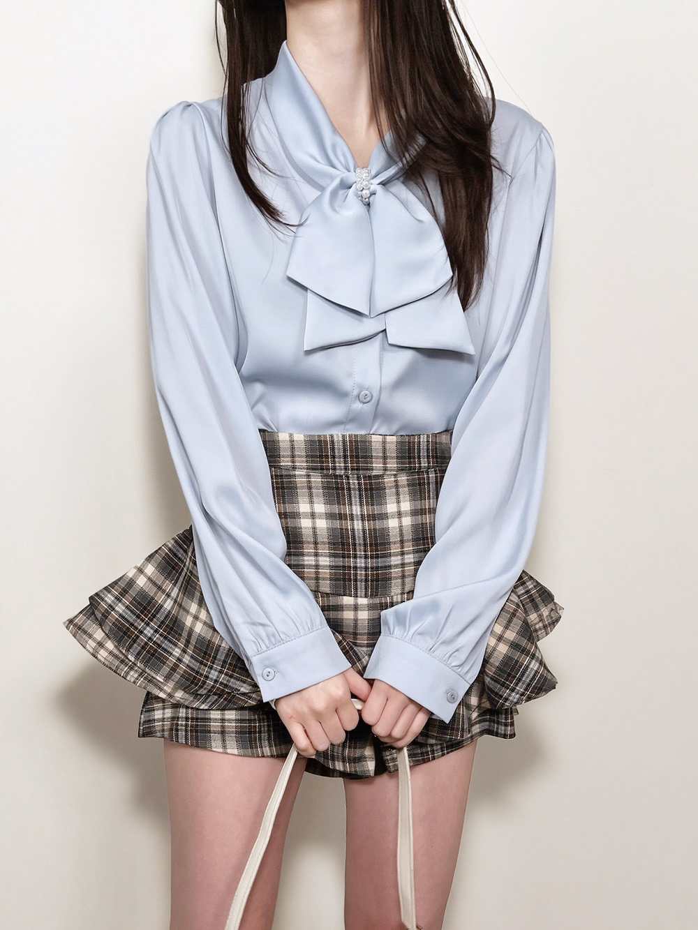 ボウタイ付サテンリボンオールシーズンブラウス | 詳細画像2