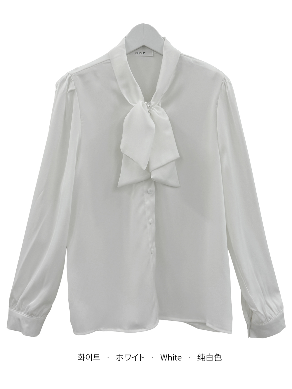 ボウタイ付サテンリボンオールシーズンブラウス | 詳細画像10