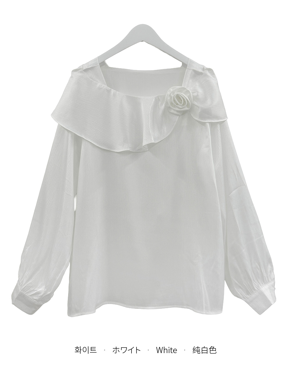 サテンラウンドネックオールシーズンブラウス | 詳細画像10