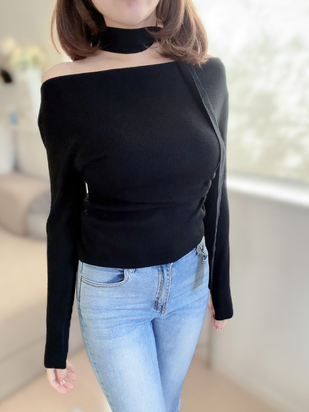 ボウタイ付オフショルダーニット | 詳細画像5