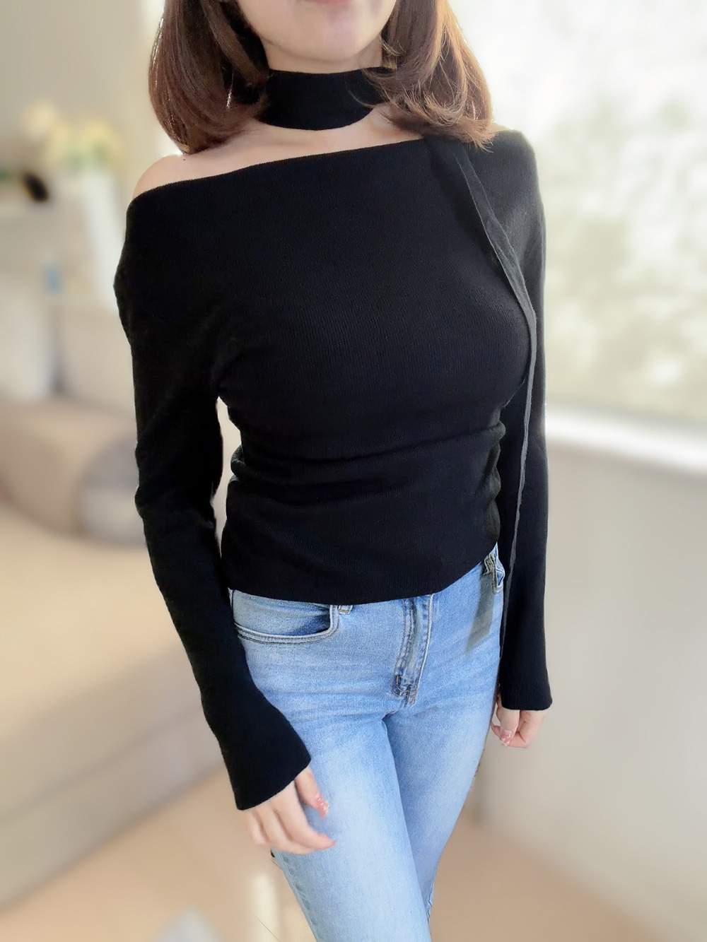 ボウタイ付オフショルダーニット | 詳細画像6