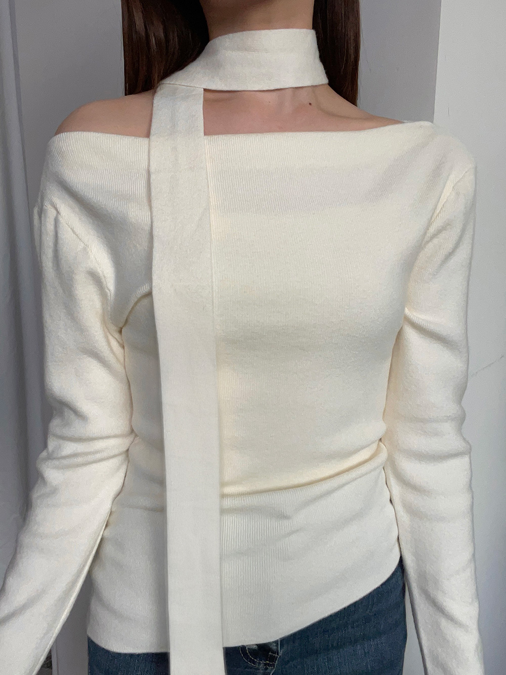 ボウタイ付オフショルダーニット | 詳細画像7