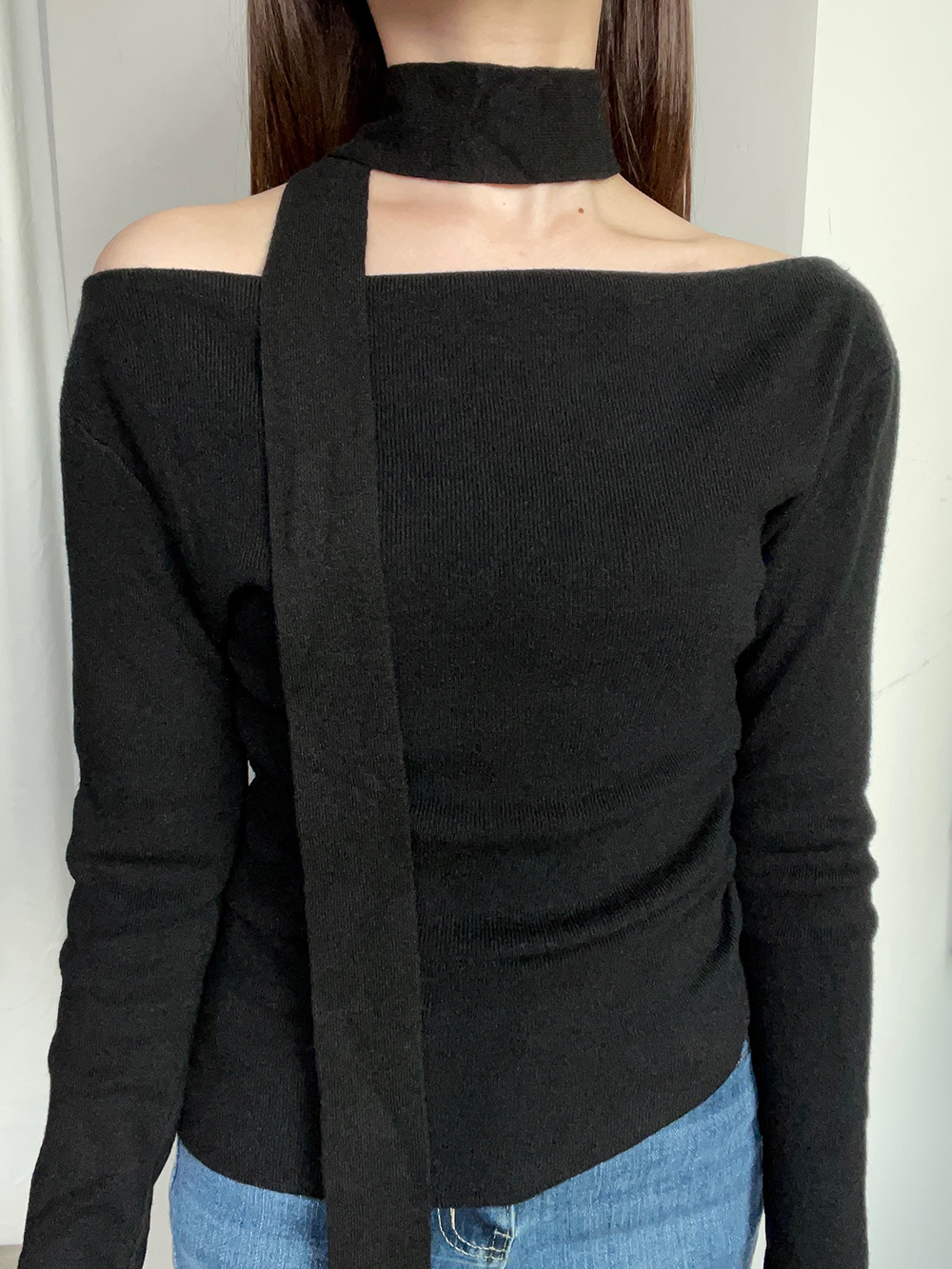 ボウタイ付オフショルダーニット | 詳細画像8