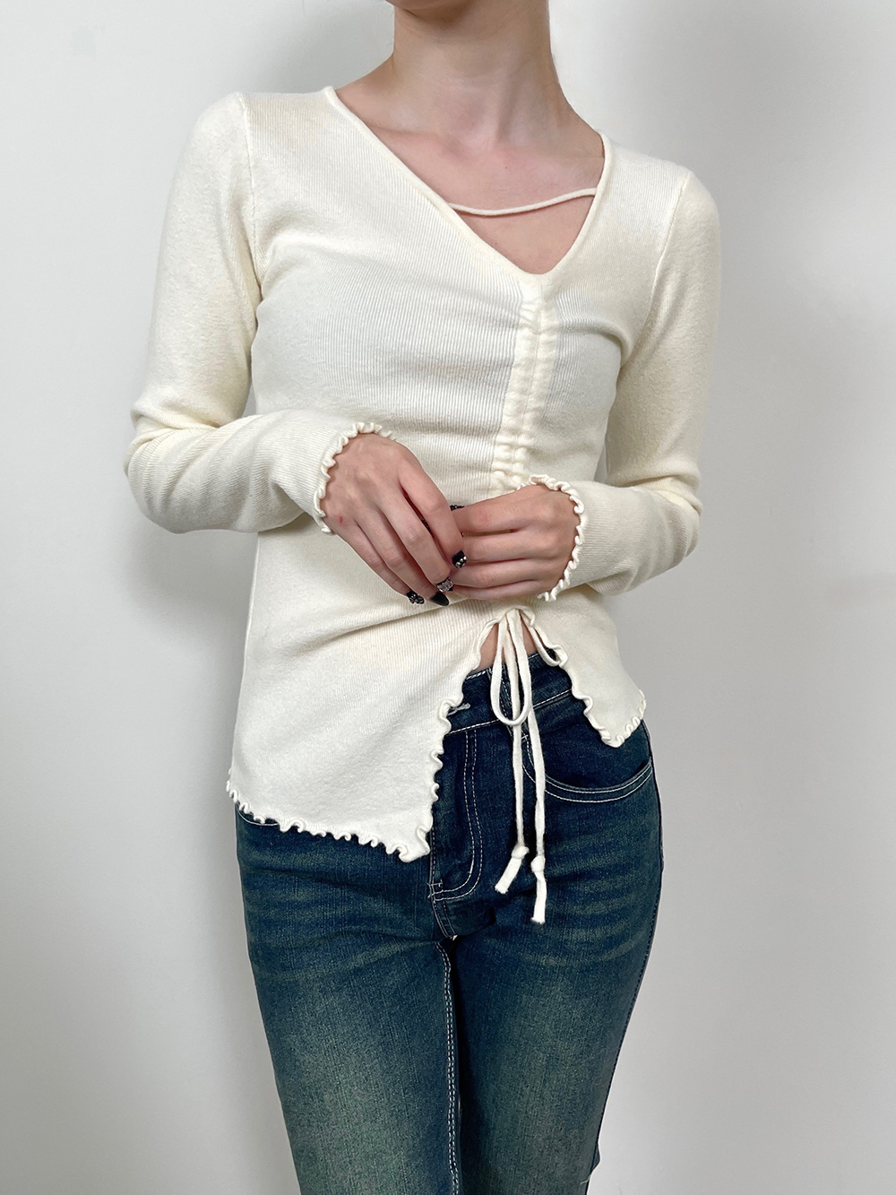 アンバランスネックギャザーニット | 詳細画像2