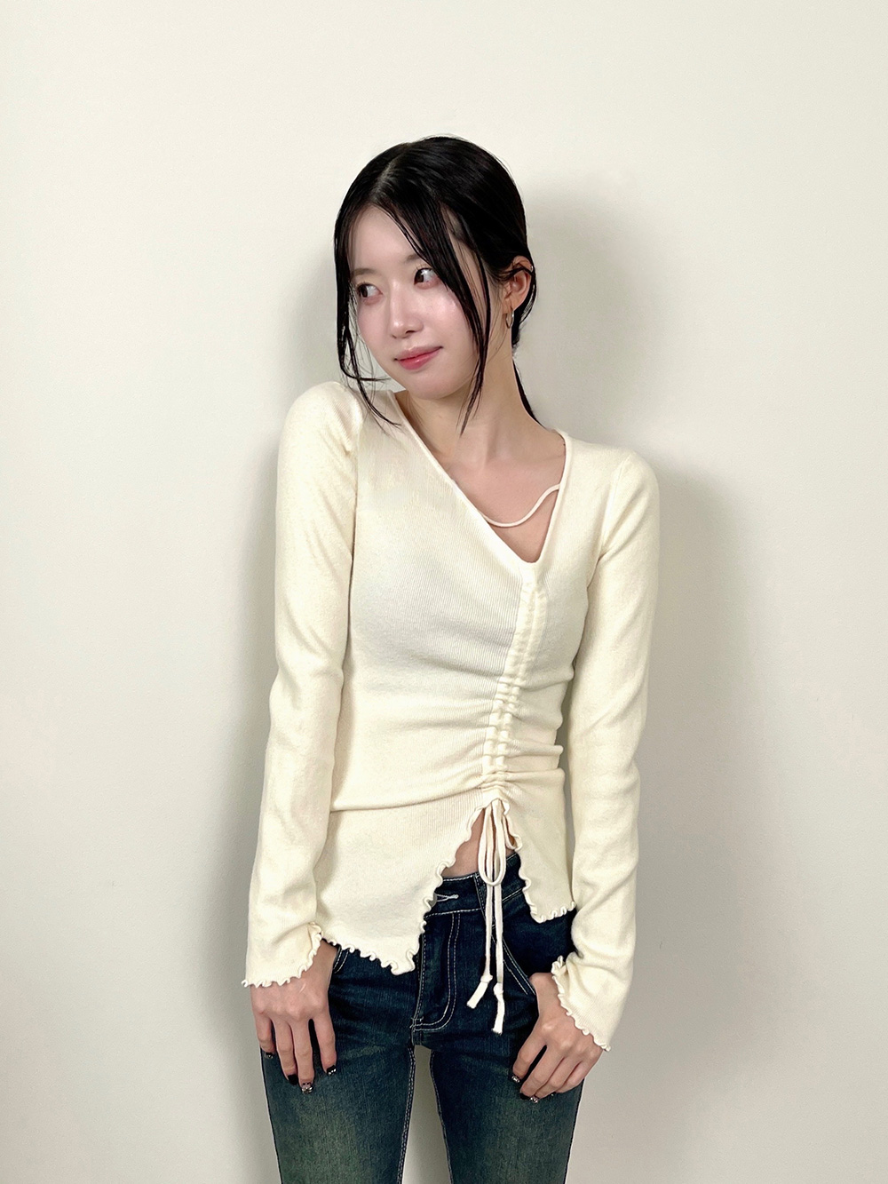 アンバランスネックギャザーニット | 詳細画像3