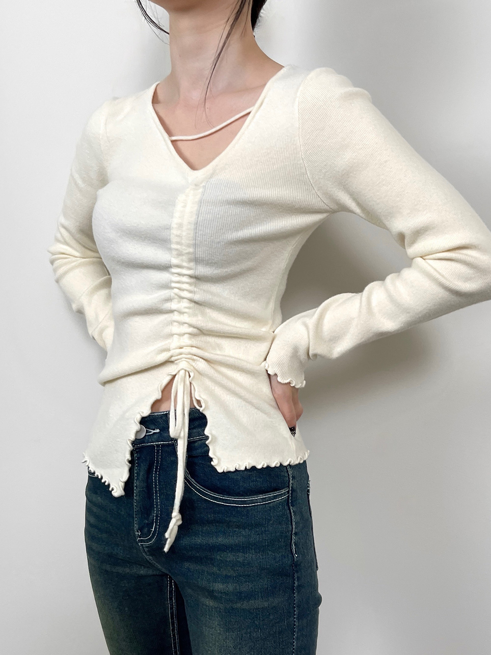 アンバランスネックギャザーニット | 詳細画像4