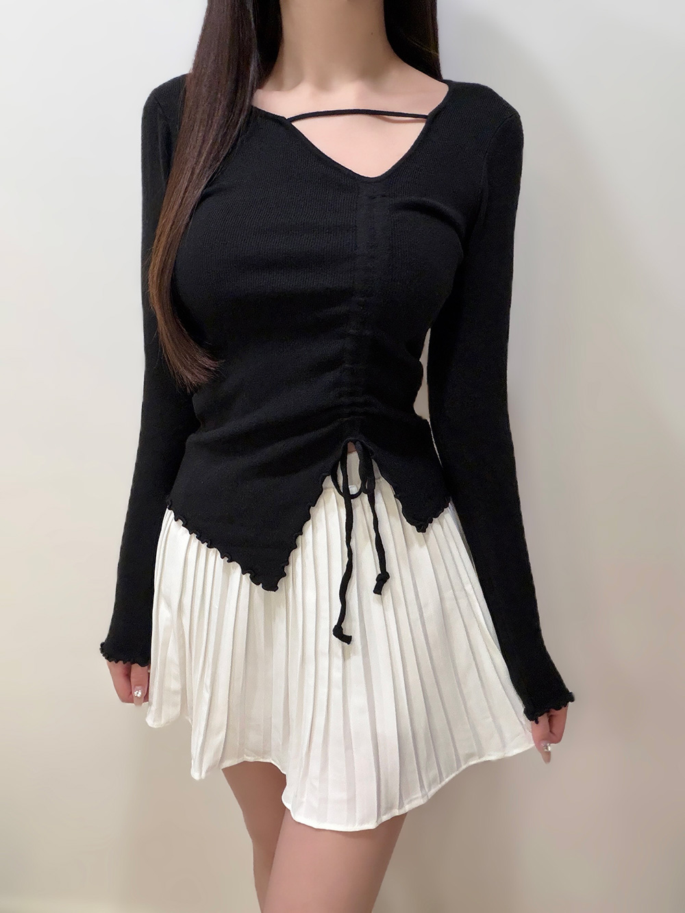 アンバランスネックギャザーニット | 詳細画像5