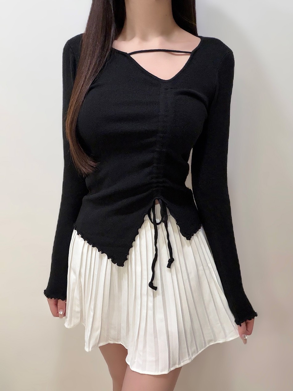 アンバランスネックギャザーニット | 詳細画像2