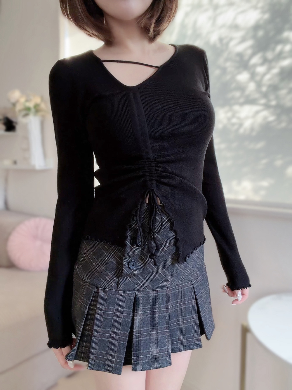 アンバランスネックギャザーニット | 詳細画像4