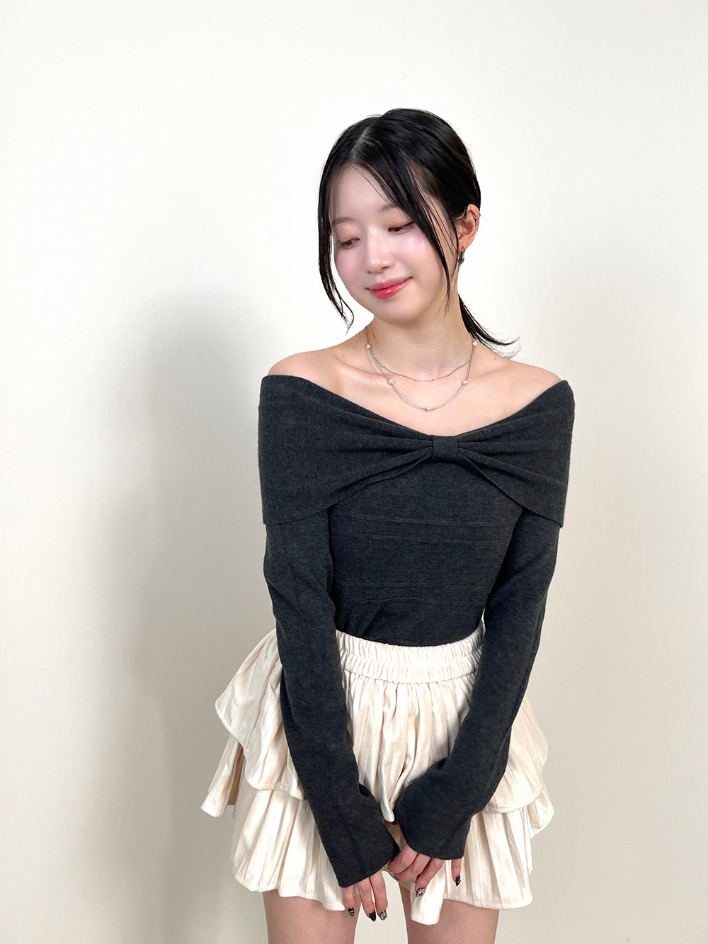 リボンオフショルダーニット | 詳細画像3