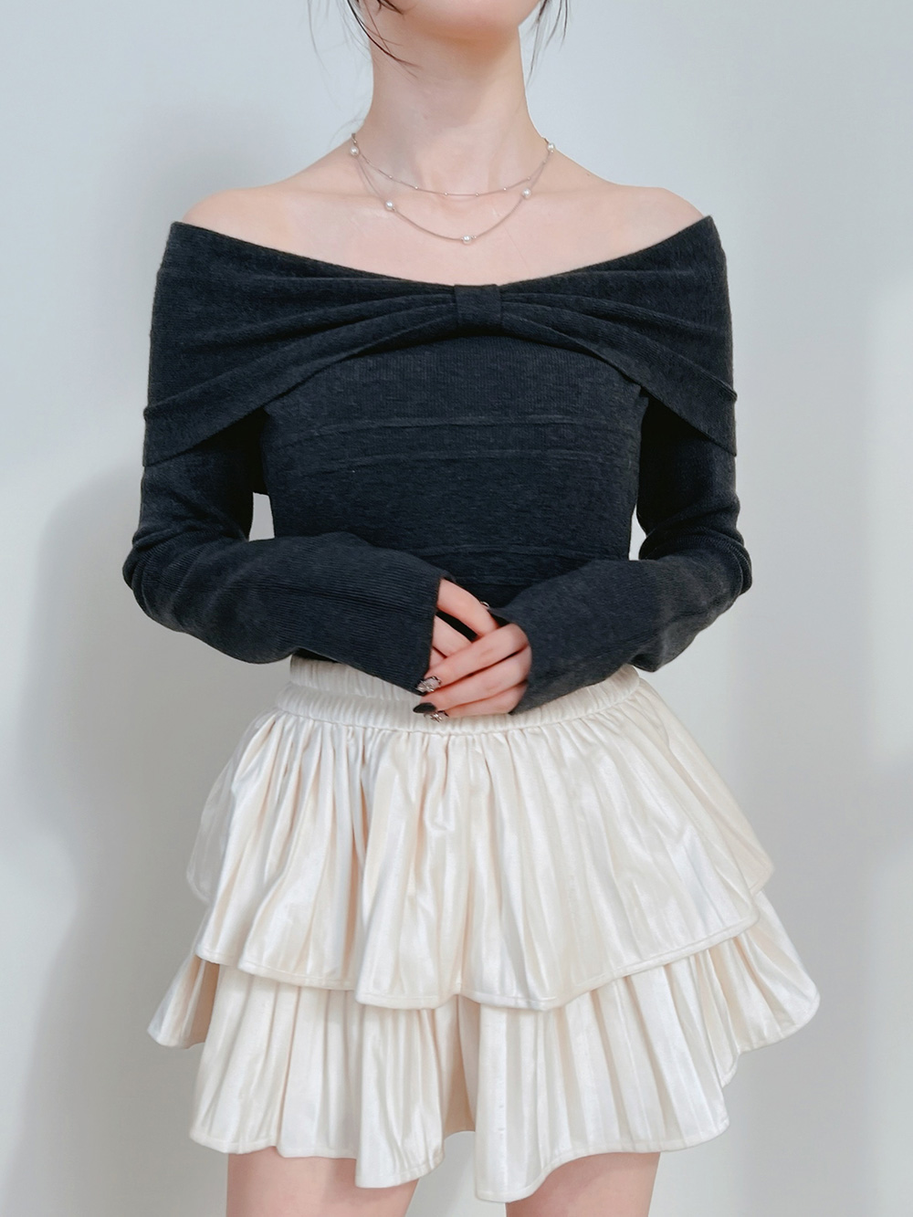 リボンオフショルダーニット | 詳細画像4