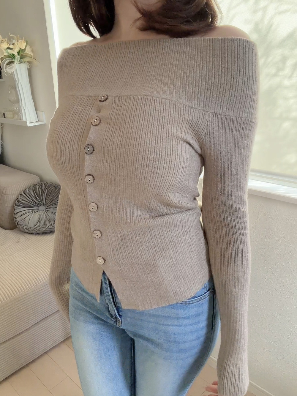 ボタンオフショルダーニット | 詳細画像5