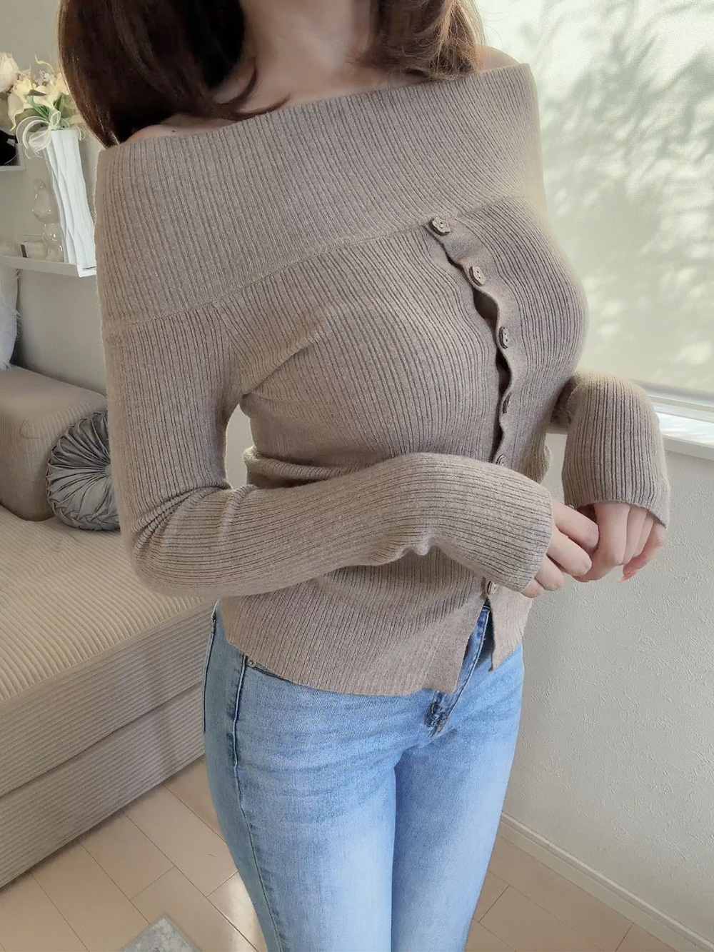 ボタンオフショルダーニット | 詳細画像6