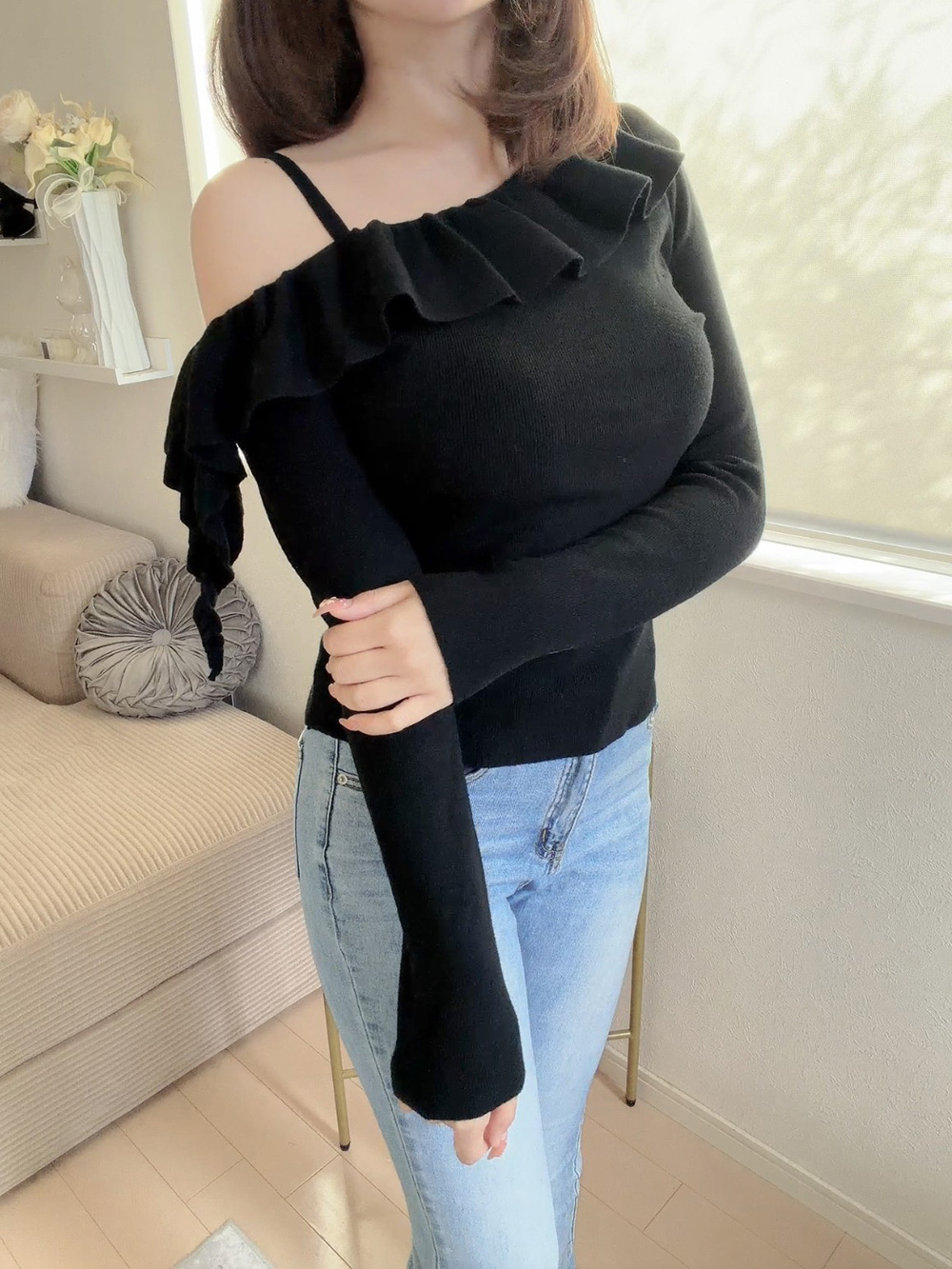 ワンショルダーフリルニット | 詳細画像2