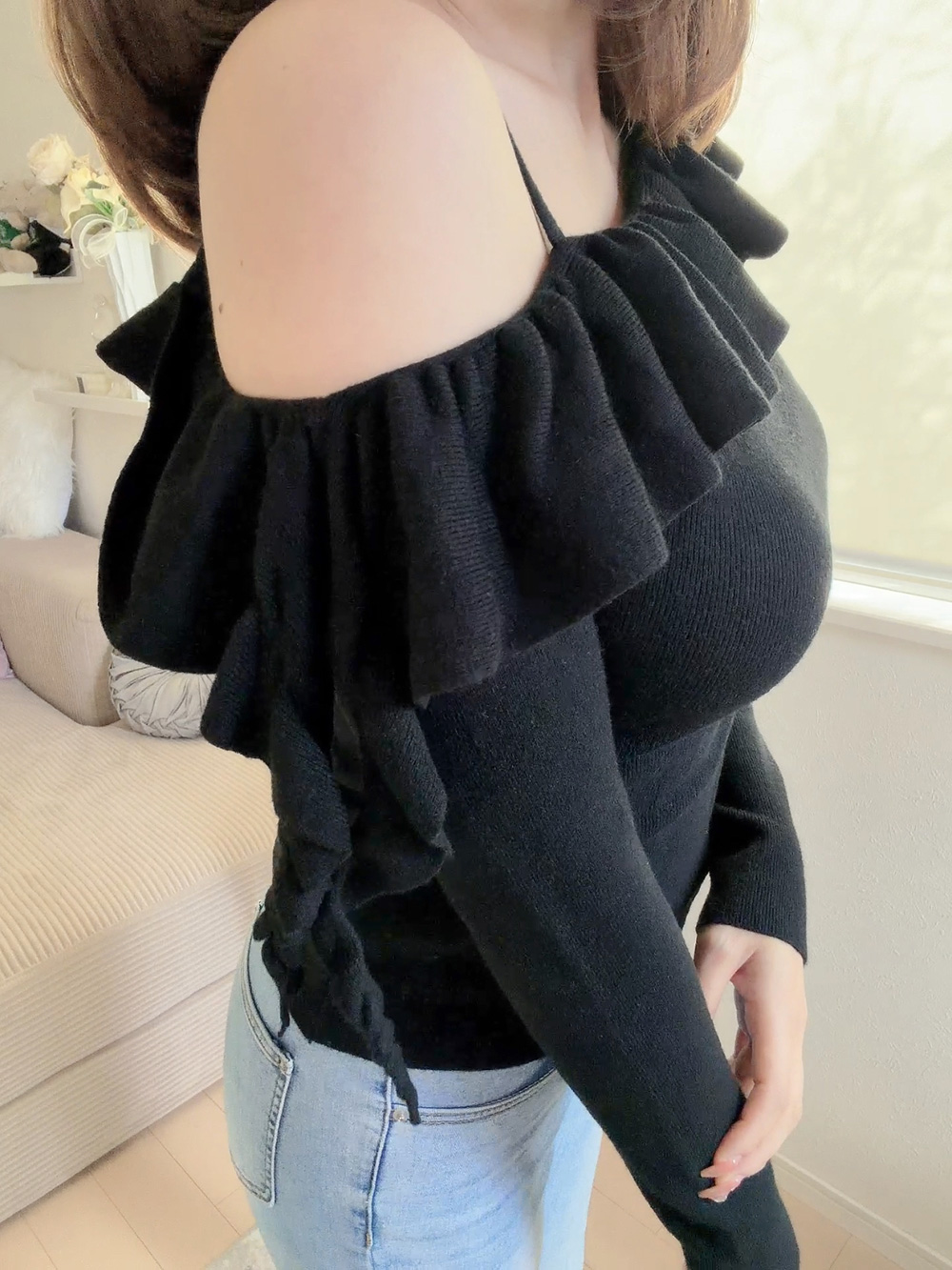 ワンショルダーフリルニット | 詳細画像3