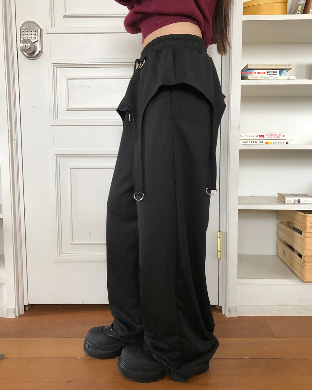 ゴムDリングレイヤード風ドローコードパンツ | レディースファッション