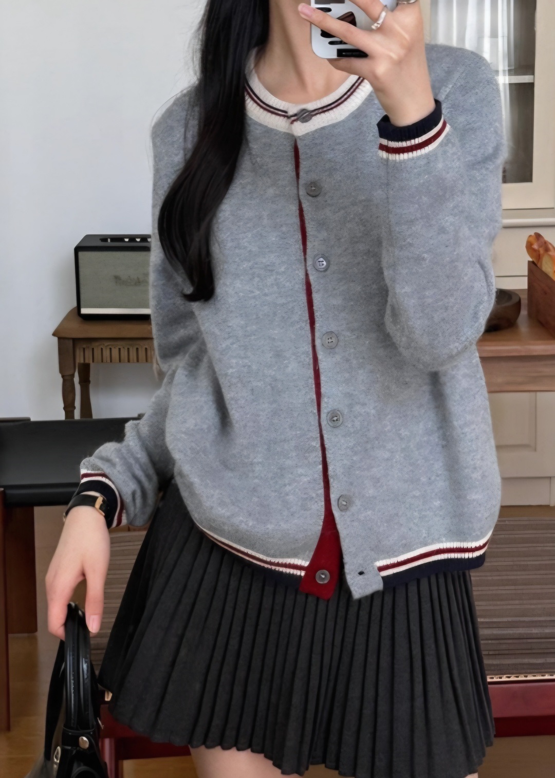 ラウンドネック配色カーディガン | 詳細画像3