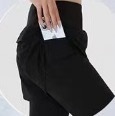 ストレッチポケットウエストゴムスリムレイヤード風ショートロングレギンススカートパンツ | 詳細画像7