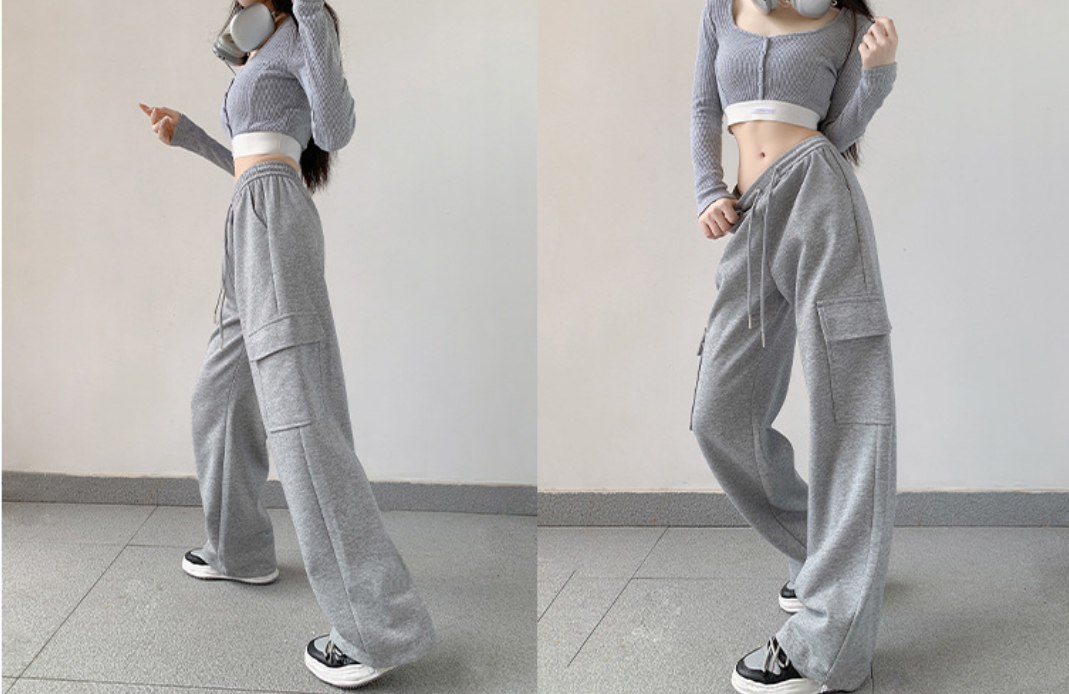 2WAYドローストリングウエストゴムカーゴロングジョガーパンツトレーニング | 詳細画像2