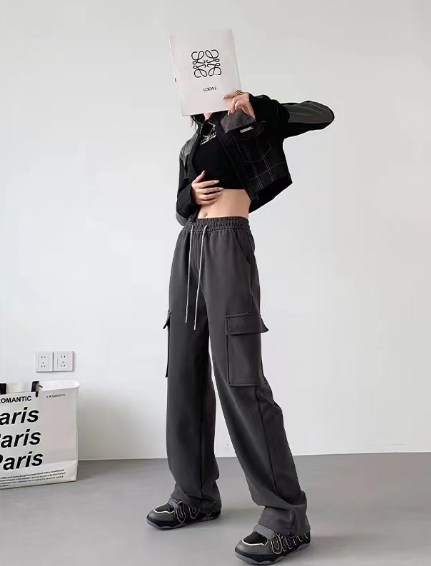 2WAYドローストリングウエストゴムカーゴロングジョガーパンツトレーニング | 詳細画像5