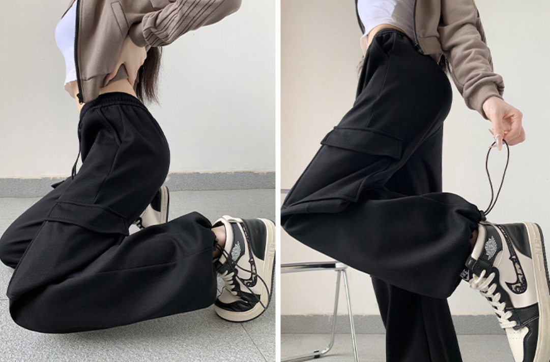 2WAYドローストリングウエストゴムカーゴロングジョガーパンツトレーニング | 詳細画像6