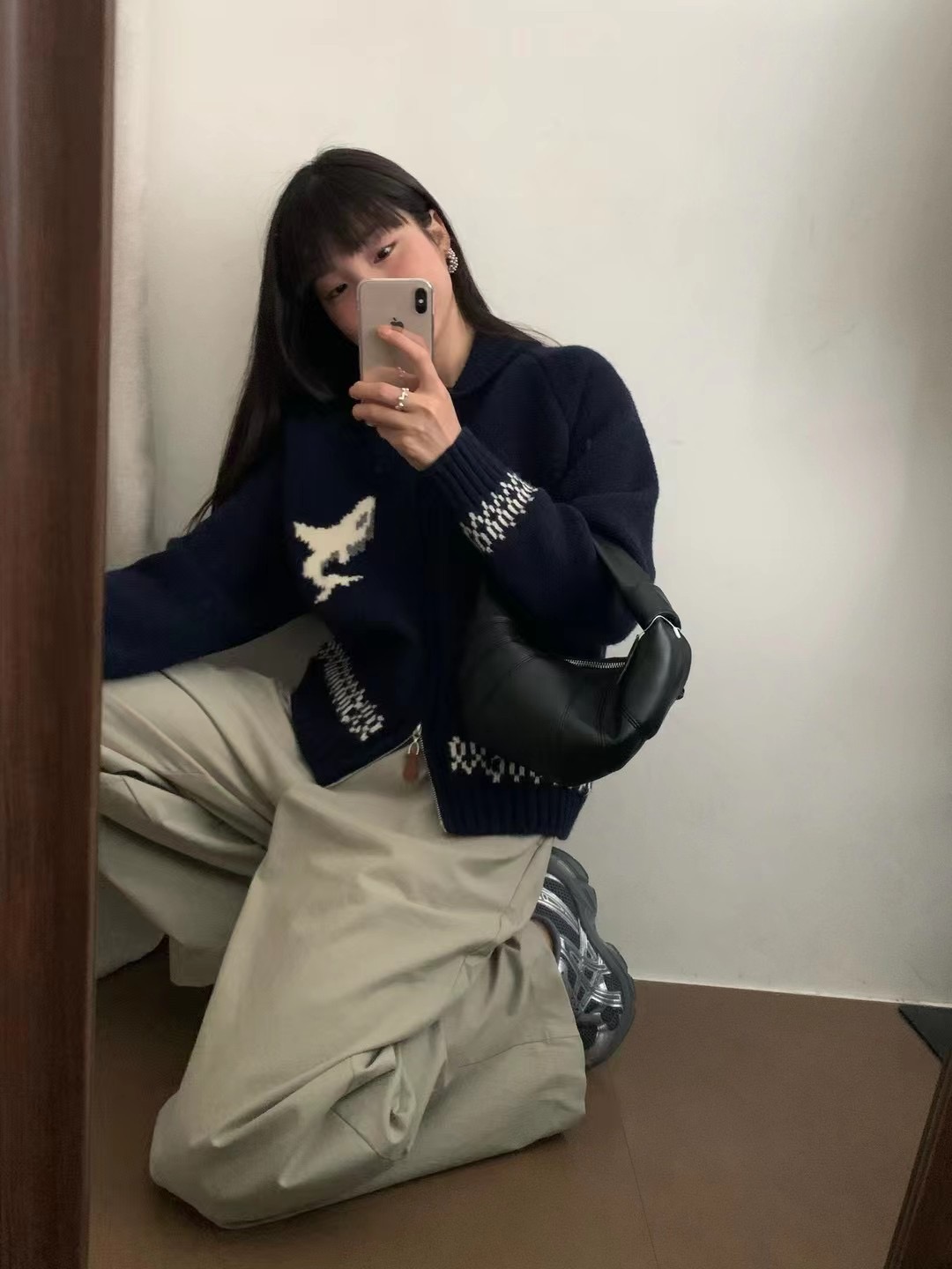 カラーダブルジップルーズ長袖カーディガン | 詳細画像3