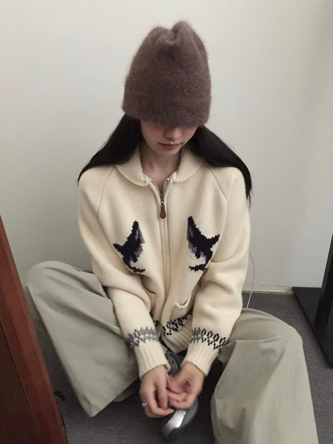 カラーダブルジップルーズ長袖カーディガン | 詳細画像6