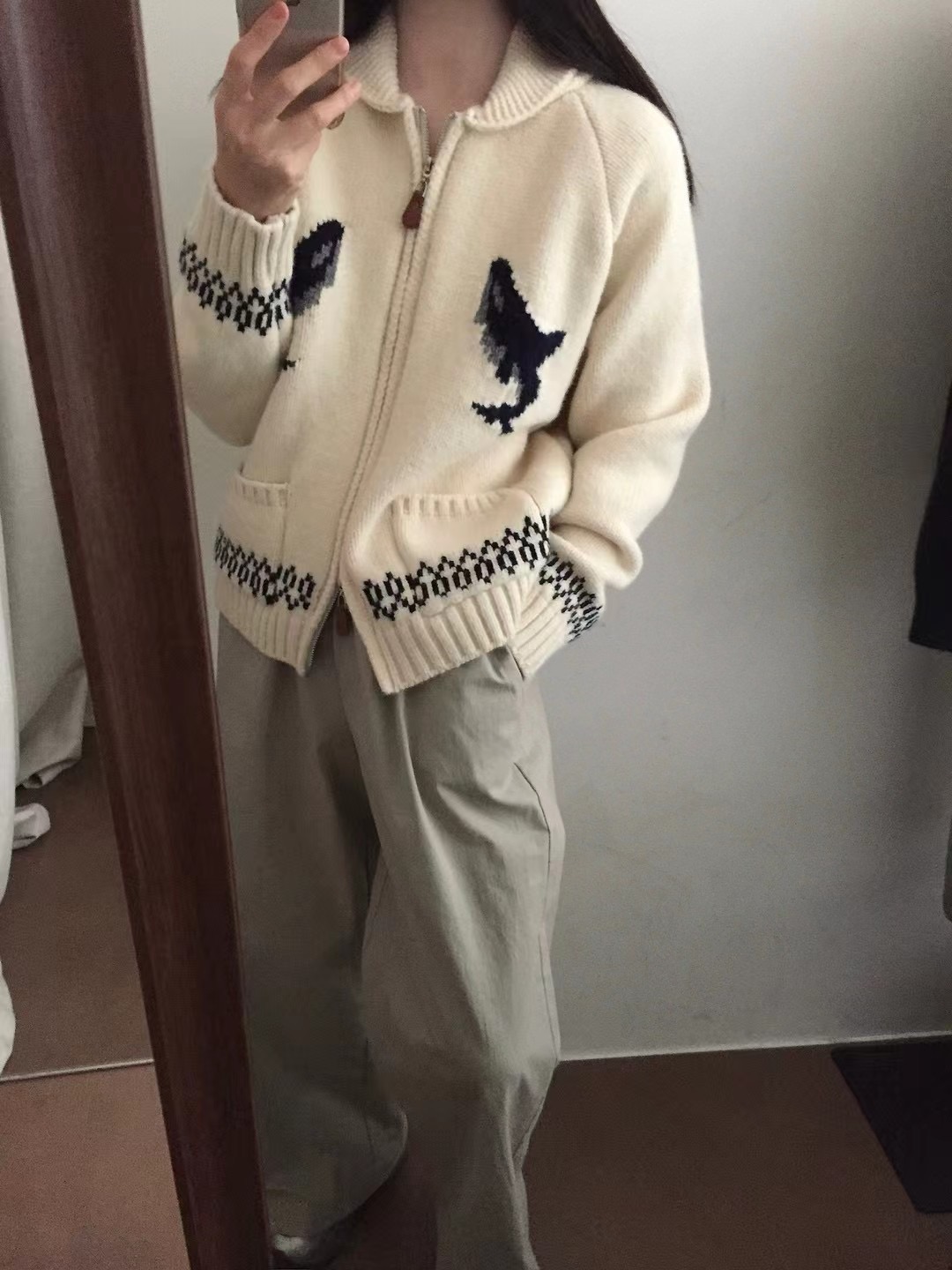 カラーダブルジップルーズ長袖カーディガン | 詳細画像7