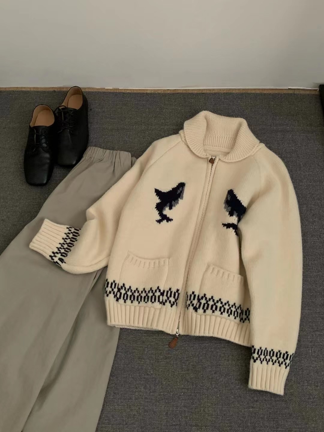 カラーダブルジップルーズ長袖カーディガン | 詳細画像8