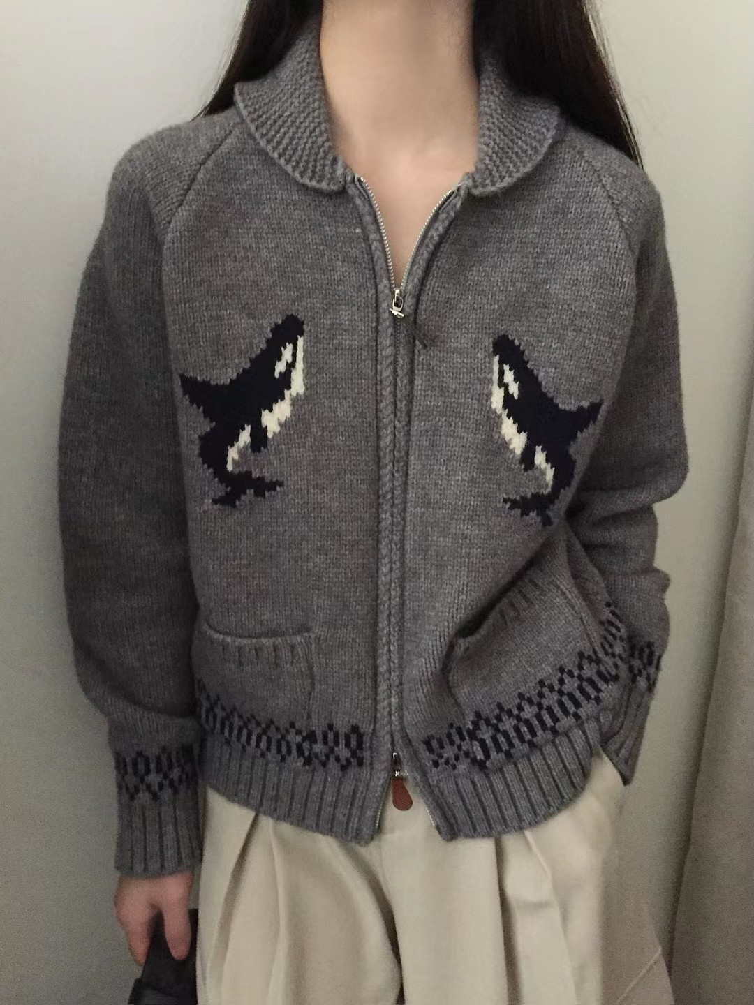 カラーダブルジップルーズ長袖カーディガン | 詳細画像9